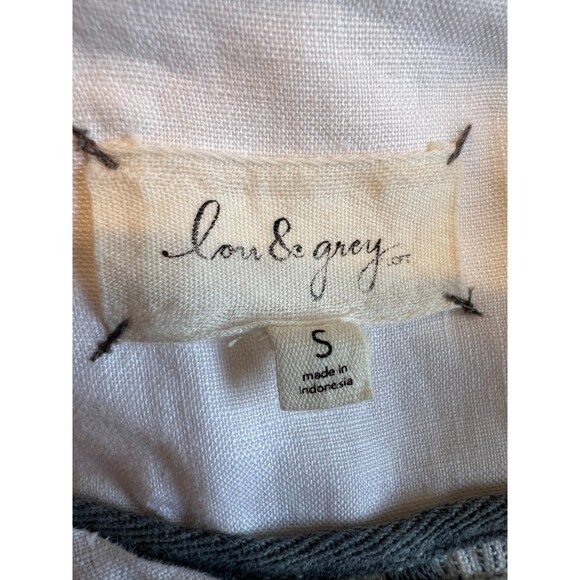 Lou & Grey Loft Linen Asymmetrical Zip Front Jacket Blue White Striped Women's S - Picture 4 of 10